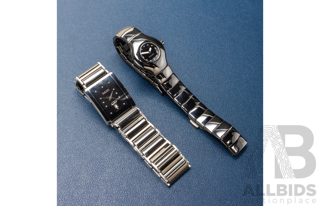 Rado Swiss High Tech Black Ceramic Watches - Lot of 2