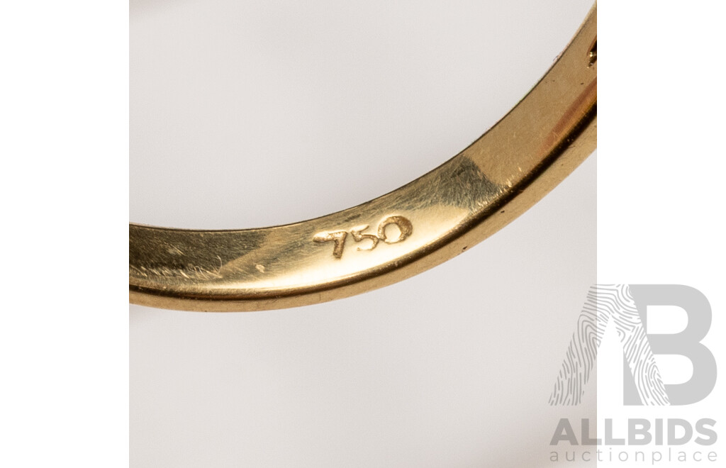 18ct Yellow/White Gold Marquise Cut Diamond and Sapphire Ring - Size N