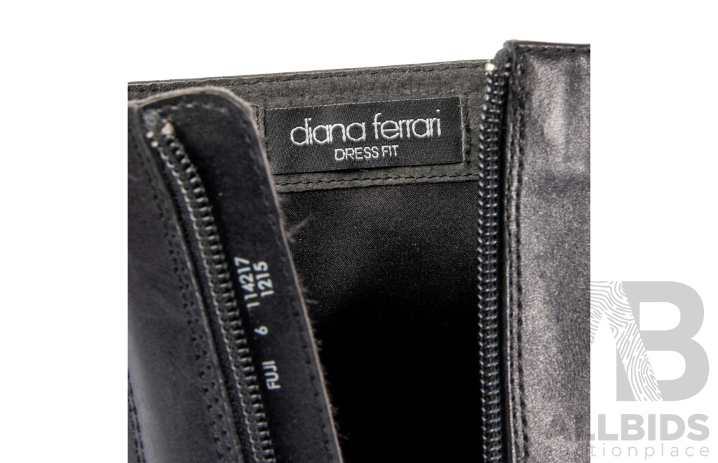 Pair of Size 6 Diana Ferrari Black Leather Knee High Boots