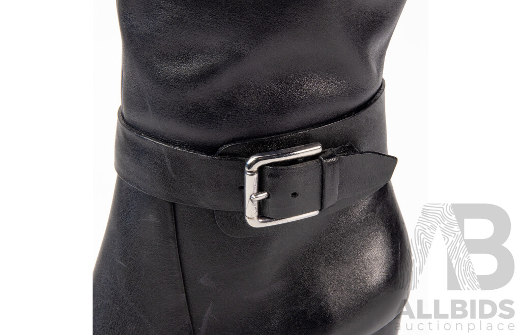 Pair of Size 6 Diana Ferrari Black Leather Knee High Boots