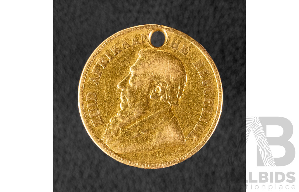 South African Republic 1897 Gold One Pound Coin, Johannes Paulus Kruger .917