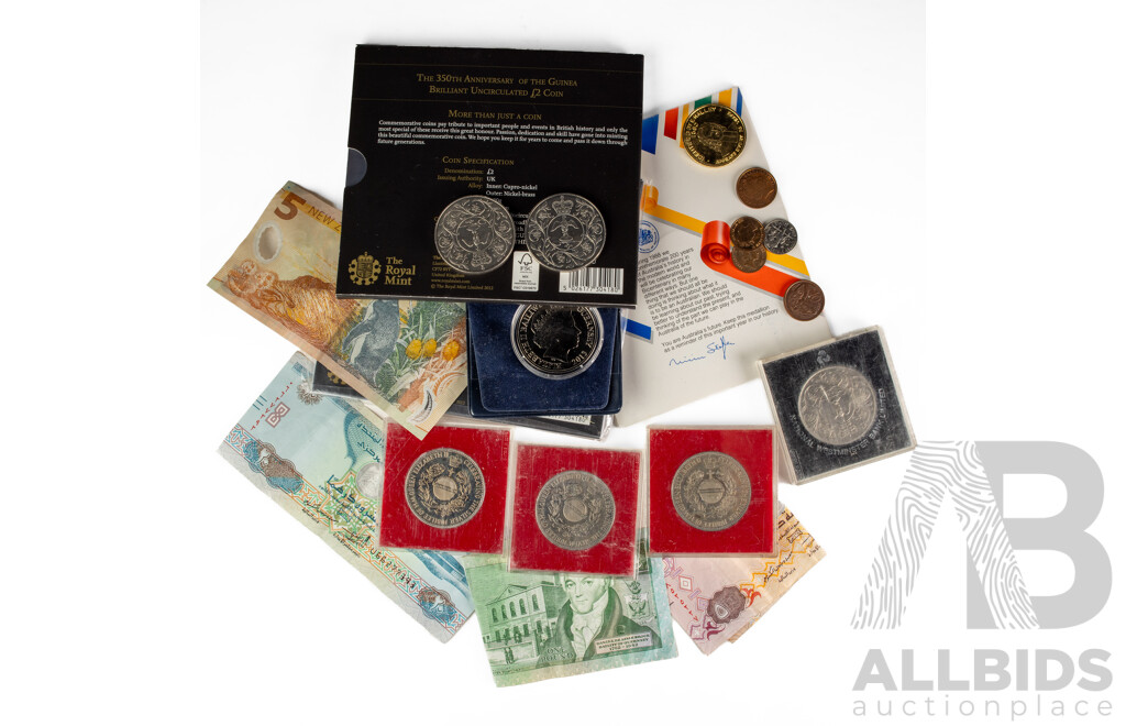 Collection of United Kingdom Coins Including Two 2013 Two Pounds, 350th Anniversary of the Guinea, Three 1977 QE2 Jubilee Medals and Three Crowns, 1986 Haley's Comet Medal, Guernsey 2013 Five Pounds, Dam Busters..........