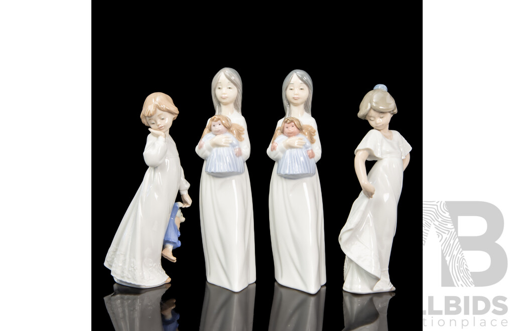 Collection of Four Porcelain Girl Figures by Nao (4)