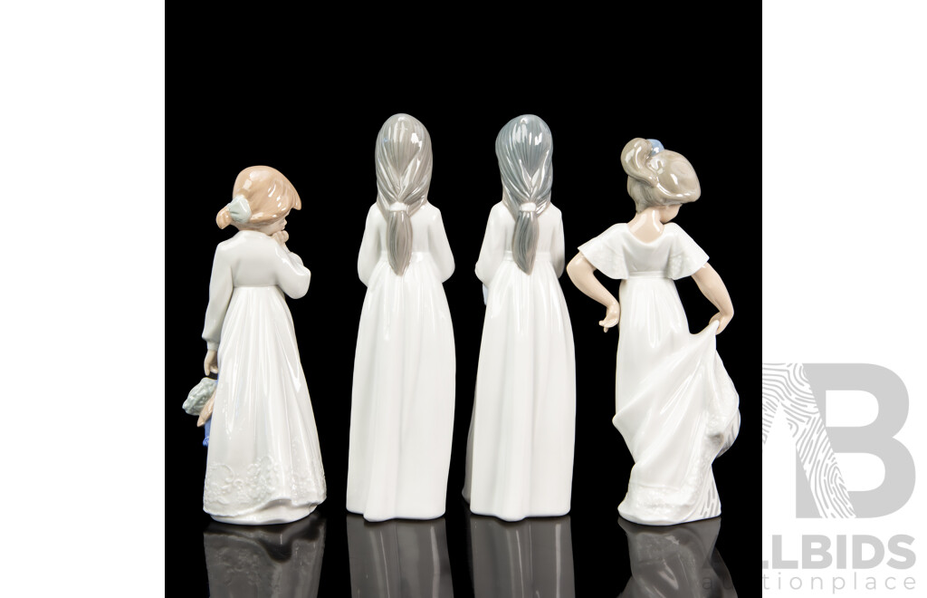 Collection of Four Porcelain Girl Figures by Nao (4)