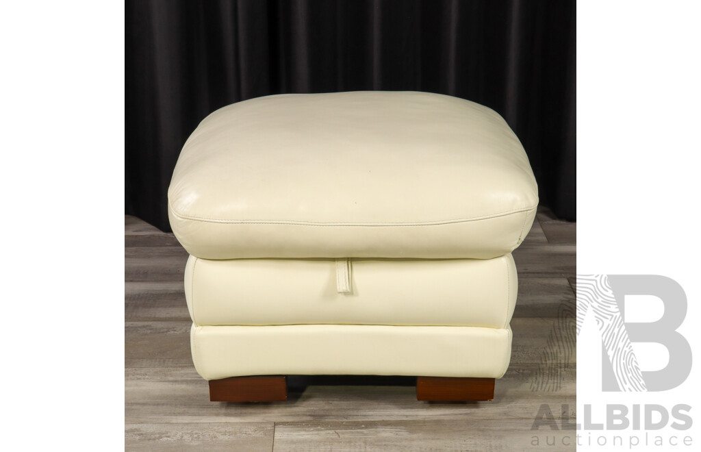 Leather Ottoman with Lift Top Storage