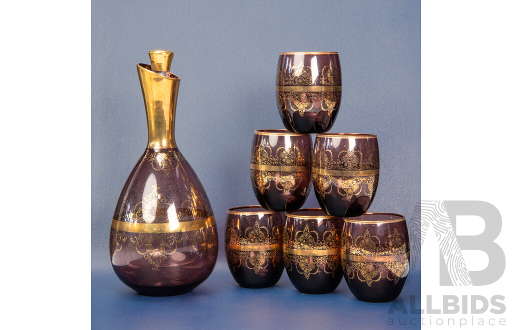 Vecchia Murano Decanter with Six Tumblers