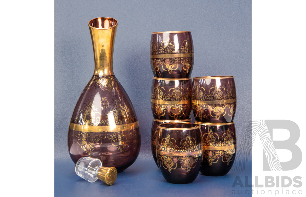Vecchia Murano Decanter with Six Tumblers