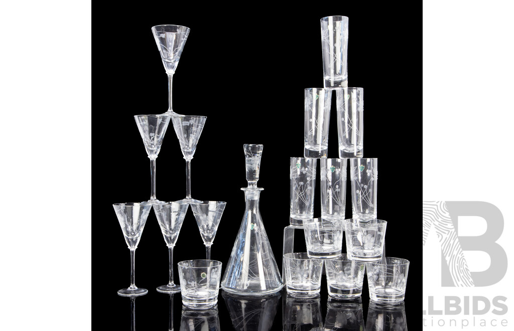 A Good Waterford Hand-Cut Crystal Glassware Set