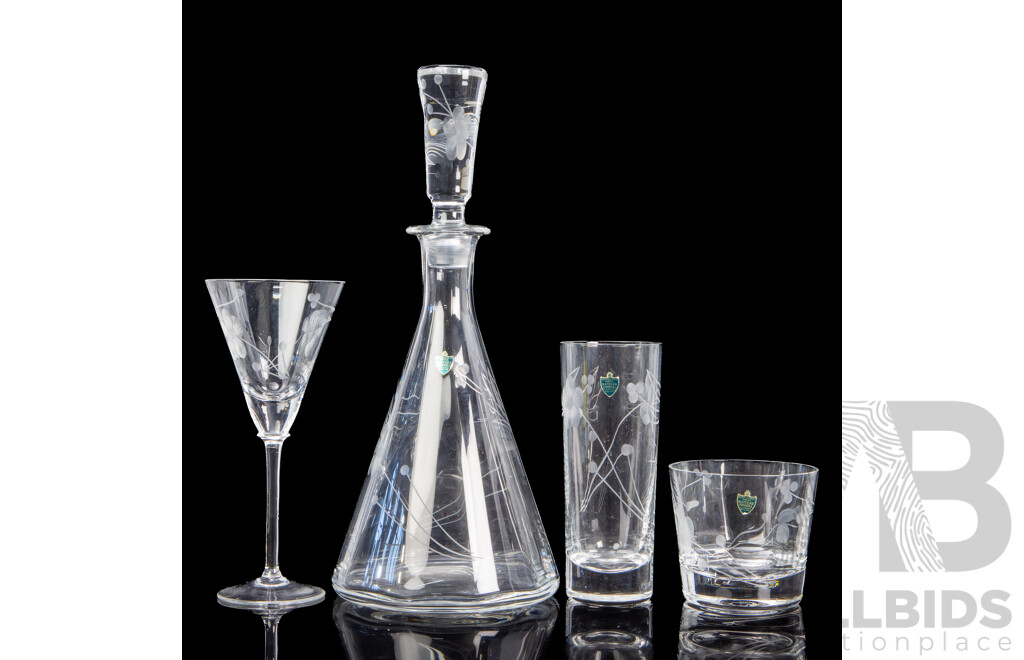 A Good Waterford Hand-Cut Crystal Glassware Set
