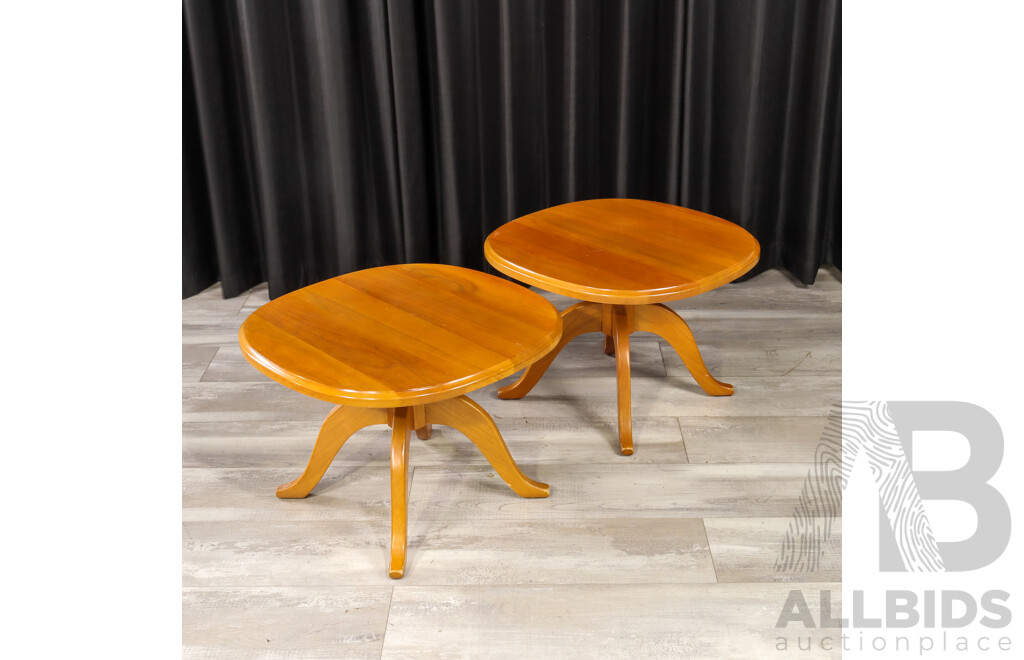Pair of Modern Timber Pedestal Side Tables