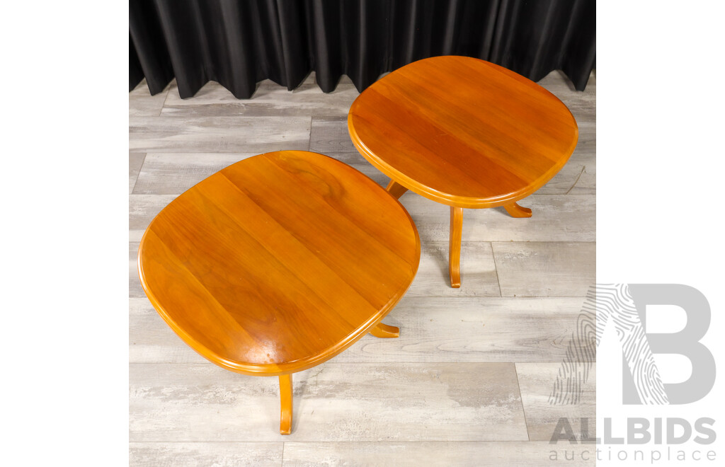 Pair of Modern Timber Pedestal Side Tables