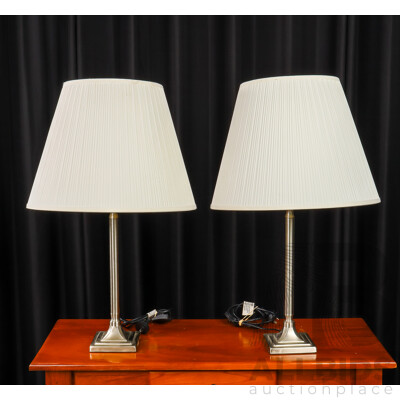 Pair of Chrome Table Lamps