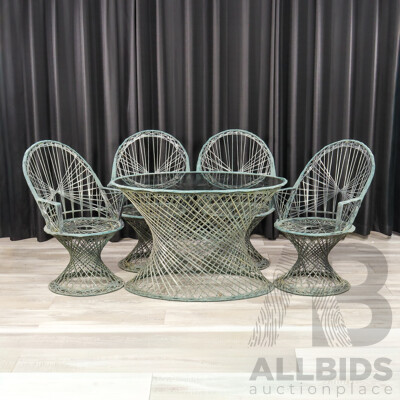 Vintage Spun Fiberglass Five Piece Outdoor Suite by Russell Woodard