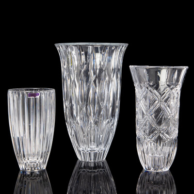 Collection of Three Marquis Cut Glass Vases by Waterford
