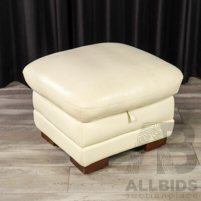 Leather Ottoman with Lift Top Storage