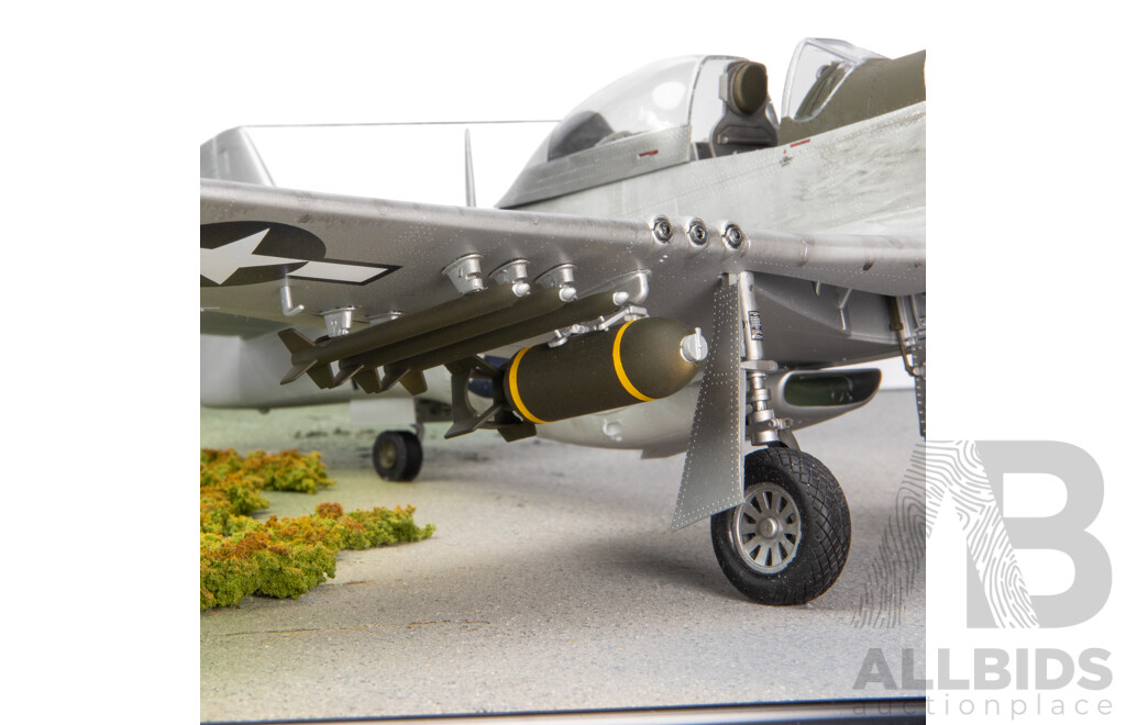 North American 1945 P51 D Mustang IV Model in Perspex Case - 1:24 Scale