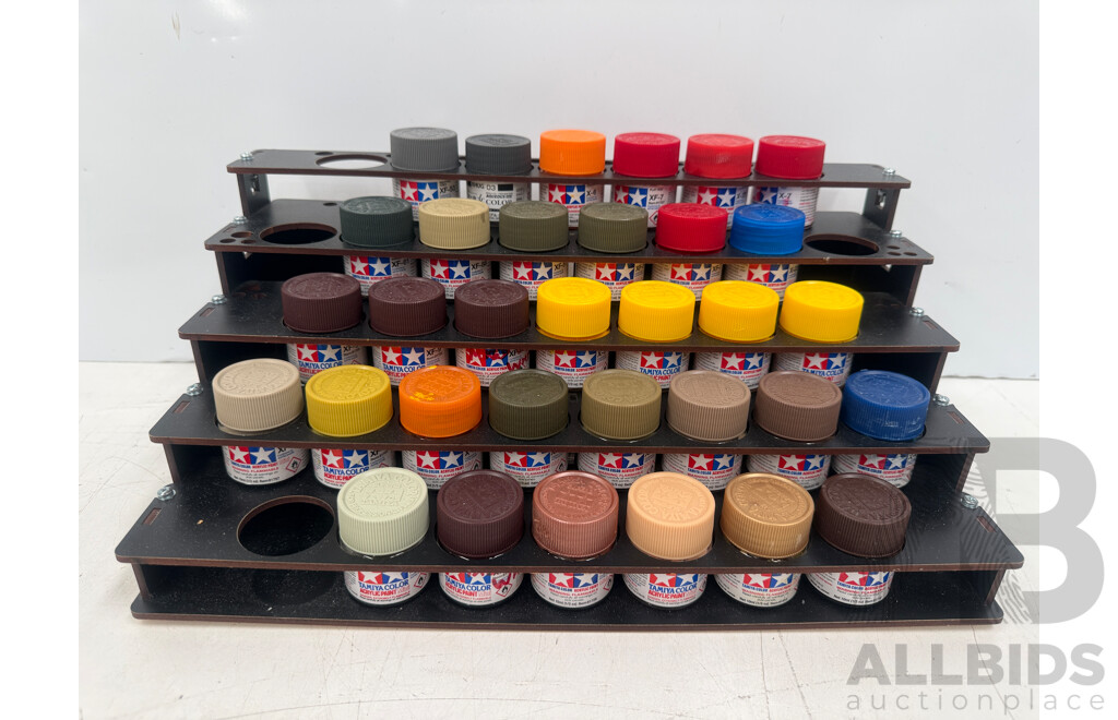 Tamiya Assorted Colours Acrylic Hobby Paint - 5 Tier Rack