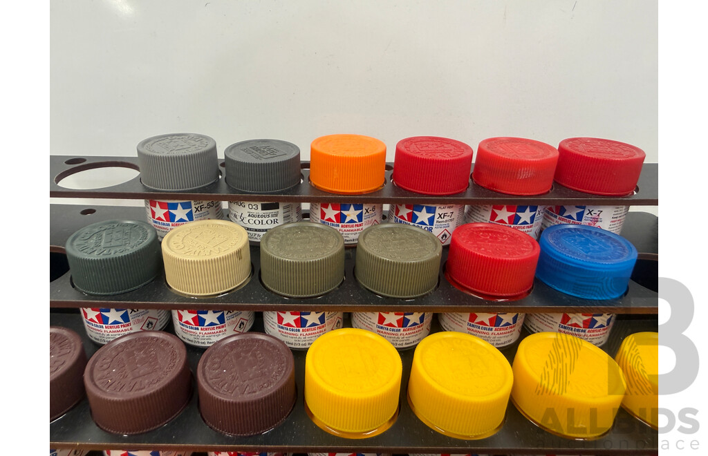 Tamiya Assorted Colours Acrylic Hobby Paint - 5 Tier Rack