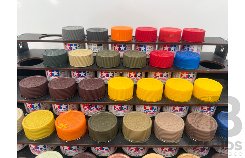 Tamiya Assorted Colours Acrylic Hobby Paint - 5 Tier Rack