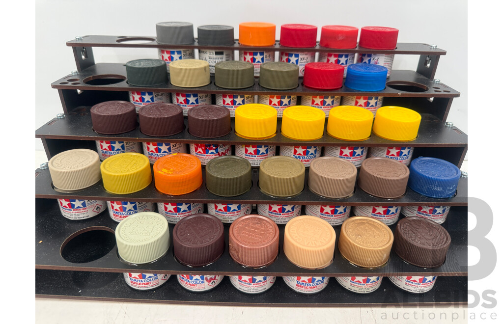 Tamiya Assorted Colours Acrylic Hobby Paint - 5 Tier Rack