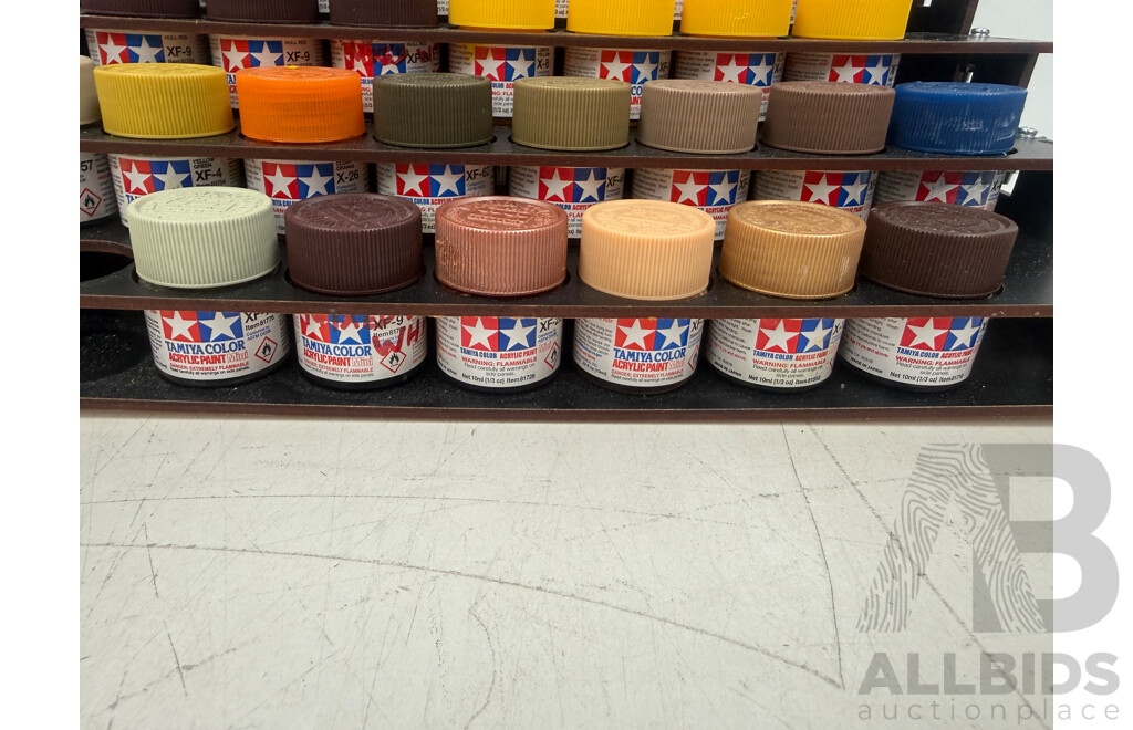 Tamiya Assorted Colours Acrylic Hobby Paint - 5 Tier Rack