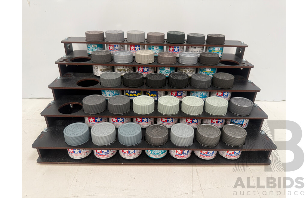 Assorted Acrylic Hobby Paint - 5 Tier Rack