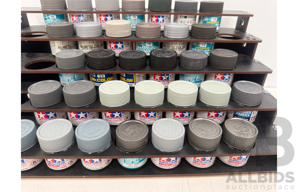 Assorted Acrylic Hobby Paint - 5 Tier Rack