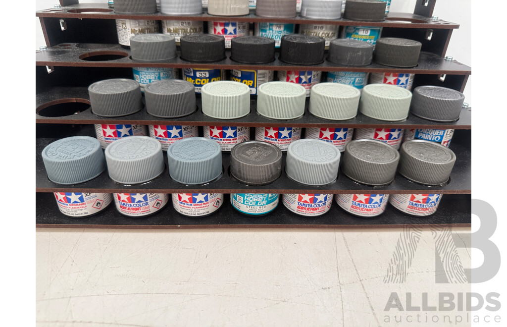 Assorted Acrylic Hobby Paint - 5 Tier Rack