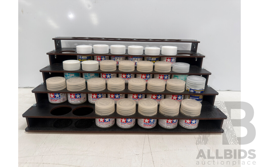 Assorted Acrylic Hobby Paint - 5 Tier Rack