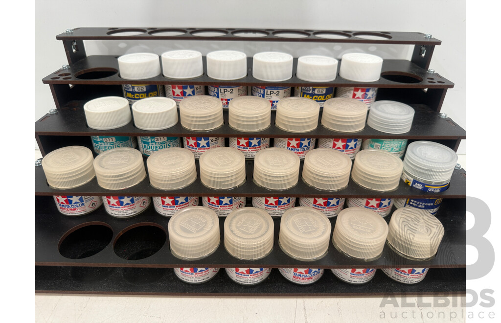 Assorted Acrylic Hobby Paint - 5 Tier Rack