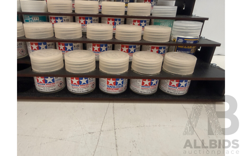 Assorted Acrylic Hobby Paint - 5 Tier Rack