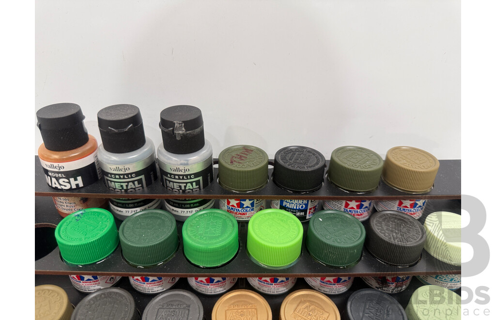 Assorted Acrylic & Other Hobby Paint - 5 Tier Rack
