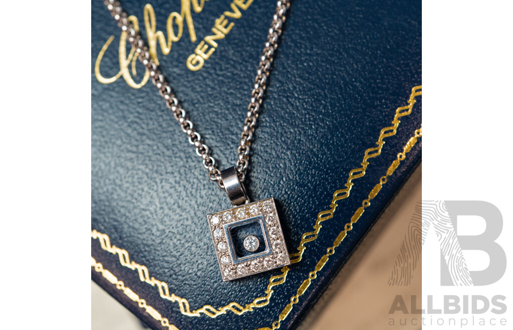 Chopard Geneve 18ct White Gold Necklace and Diamond Pendant - Length 39.5cms
