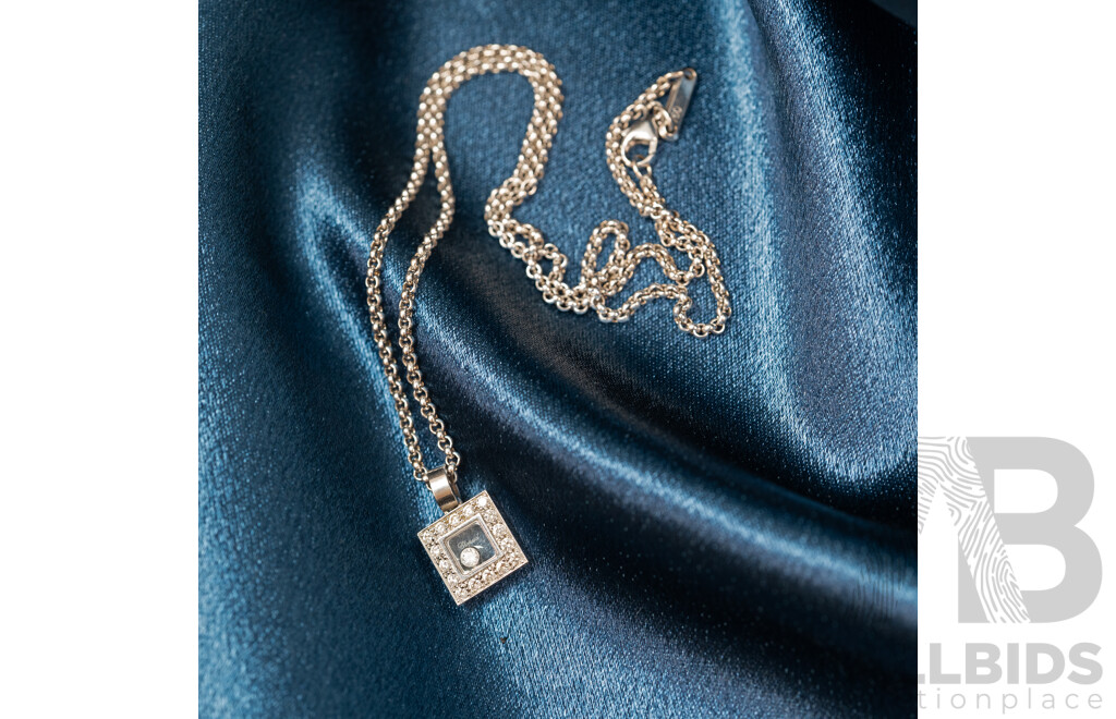 Chopard Geneve 18ct White Gold Necklace and Diamond Pendant - Length 39.5cms