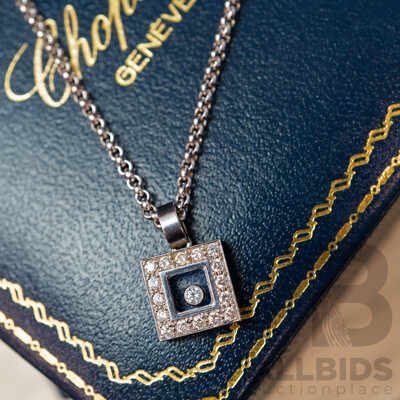 Chopard Geneve 18ct White Gold Necklace and Diamond Pendant - Length 39.5cms