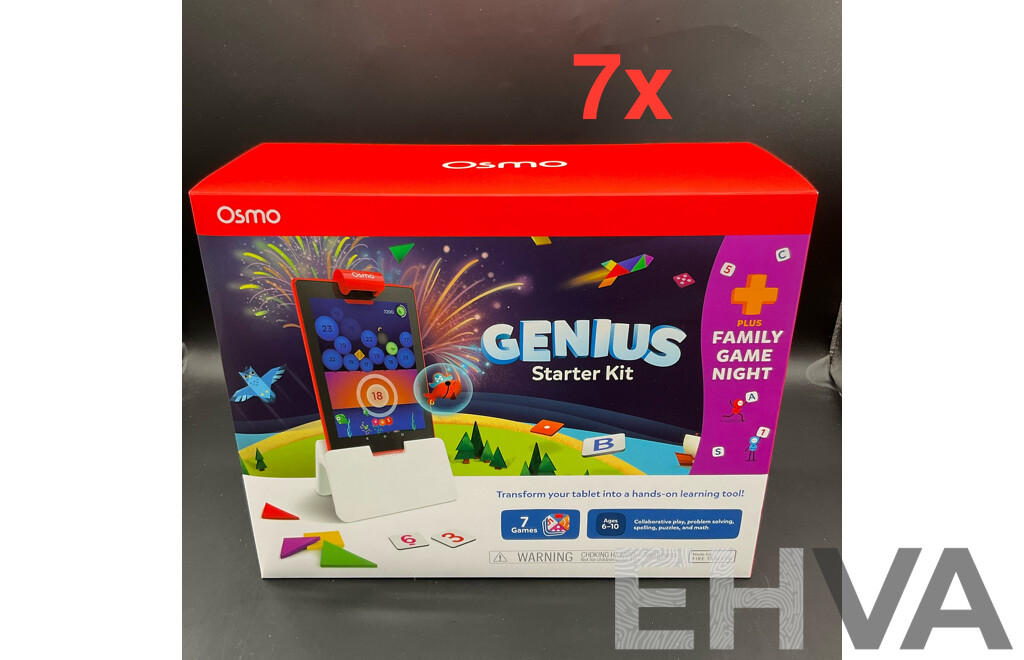 OSMO Genius Starter Kit for Ipad, 7 Games Focusing on Math, Spelling and Problem Solving Skills - Lot of 7