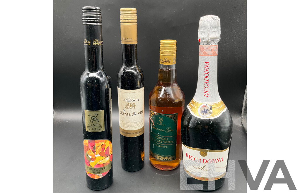 Collection of Wines, Including Riccadonna Asti, Mudgee Pipeclay White, Gent & Co. Winery and Tulloch - Lot of 4