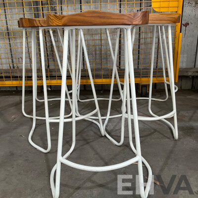 Set of 6 Elm Wood Barstools