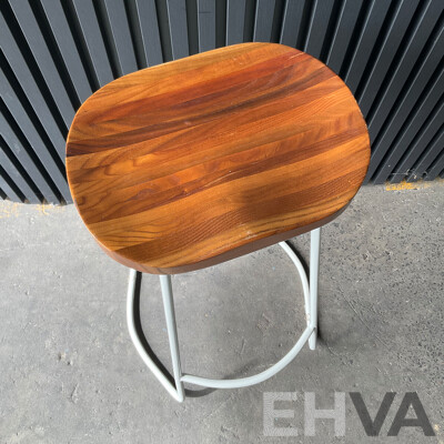 Set of 6 Elm Wood Barstools