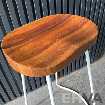 Set of 6 Elm Wood Barstools