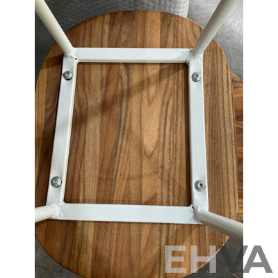 Set of 6 Elm Wood Barstools