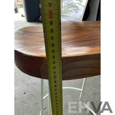 Set of 6 Elm Wood Barstools