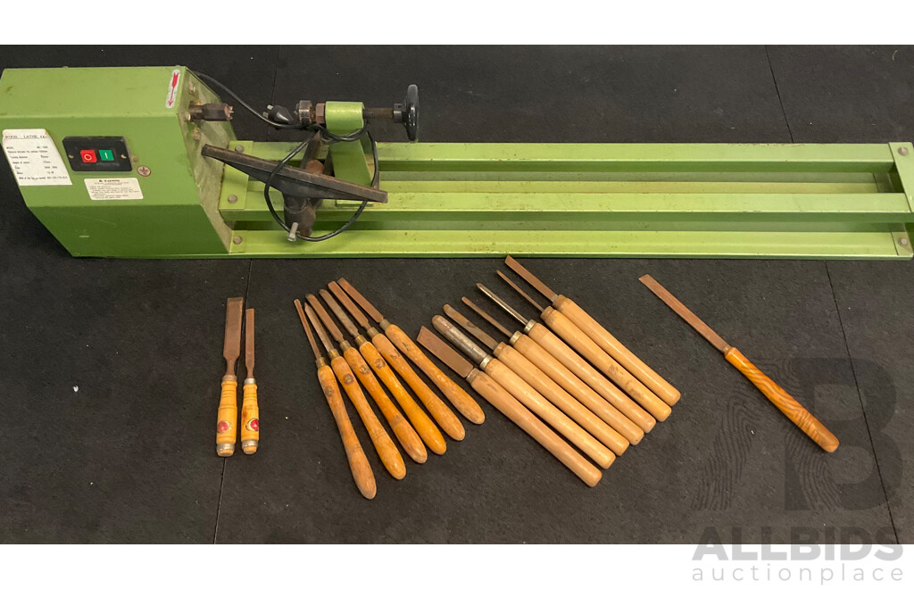 Industrial Grade Lathe (MC-1000) with Vintage Wood Carving Chisel Tools - Marphles and Others