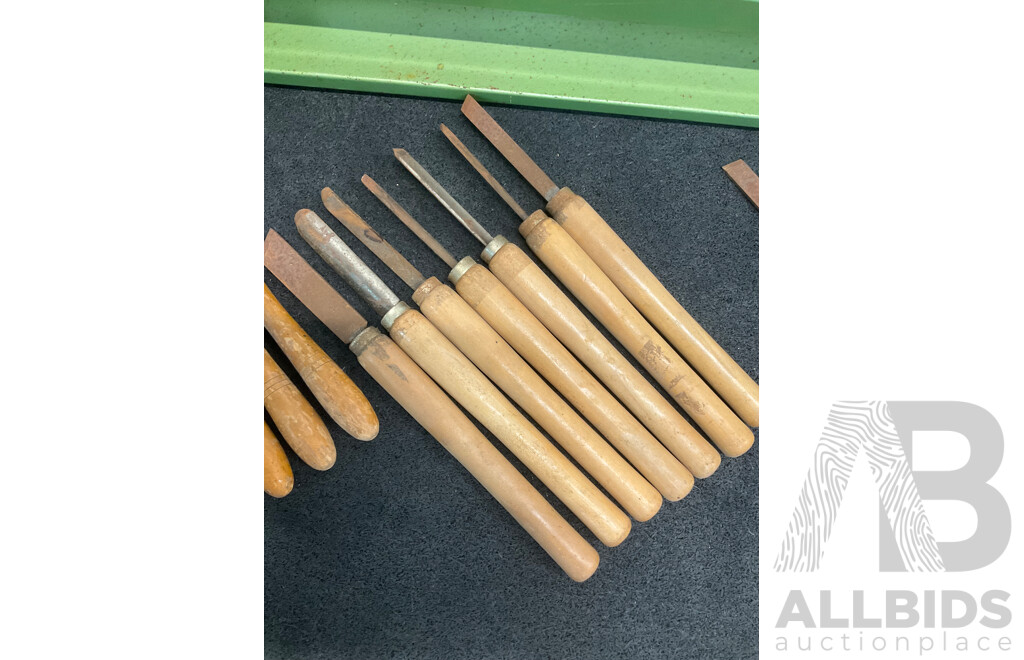 Industrial Grade Lathe (MC-1000) with Vintage Wood Carving Chisel Tools - Marphles and Others