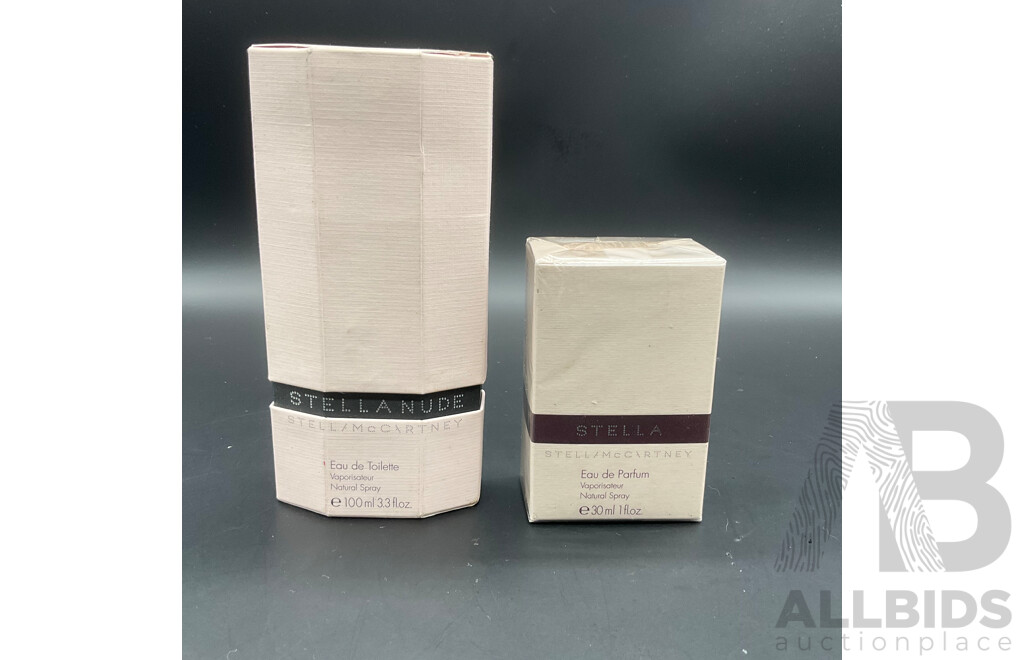 STELLA McCARTNEY ''Stella Nude '' 100ml Eau De Toilette and ''Stella'' 30ml Eau De Parfum - Lot of 2