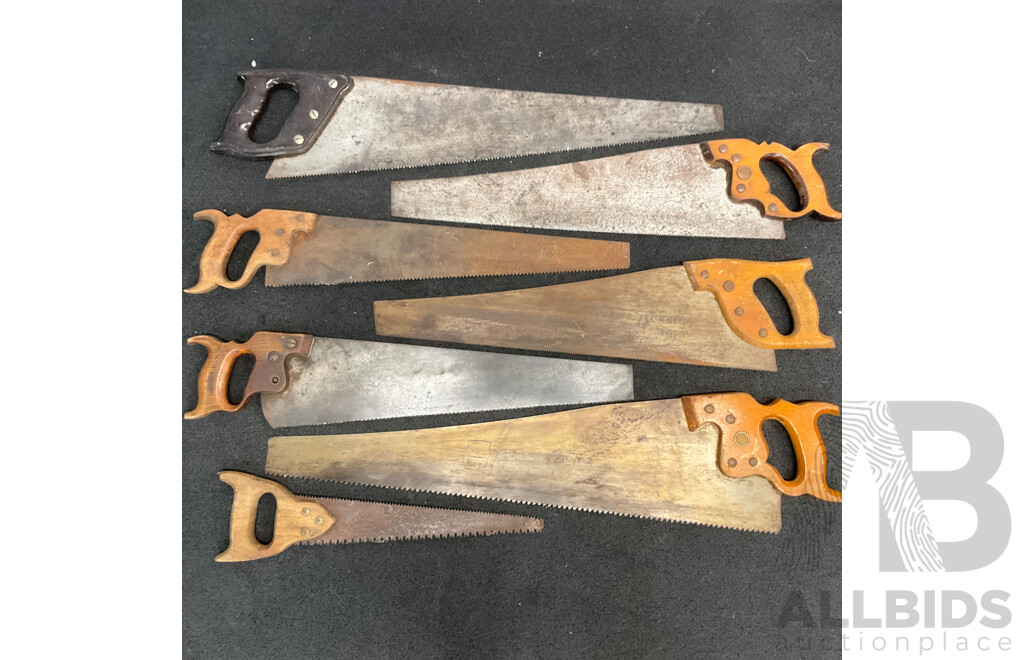 Six Vintage Hand Saws, Including Henry Disston & Son, Spear & Jackson, W. Marples & Sons and Others