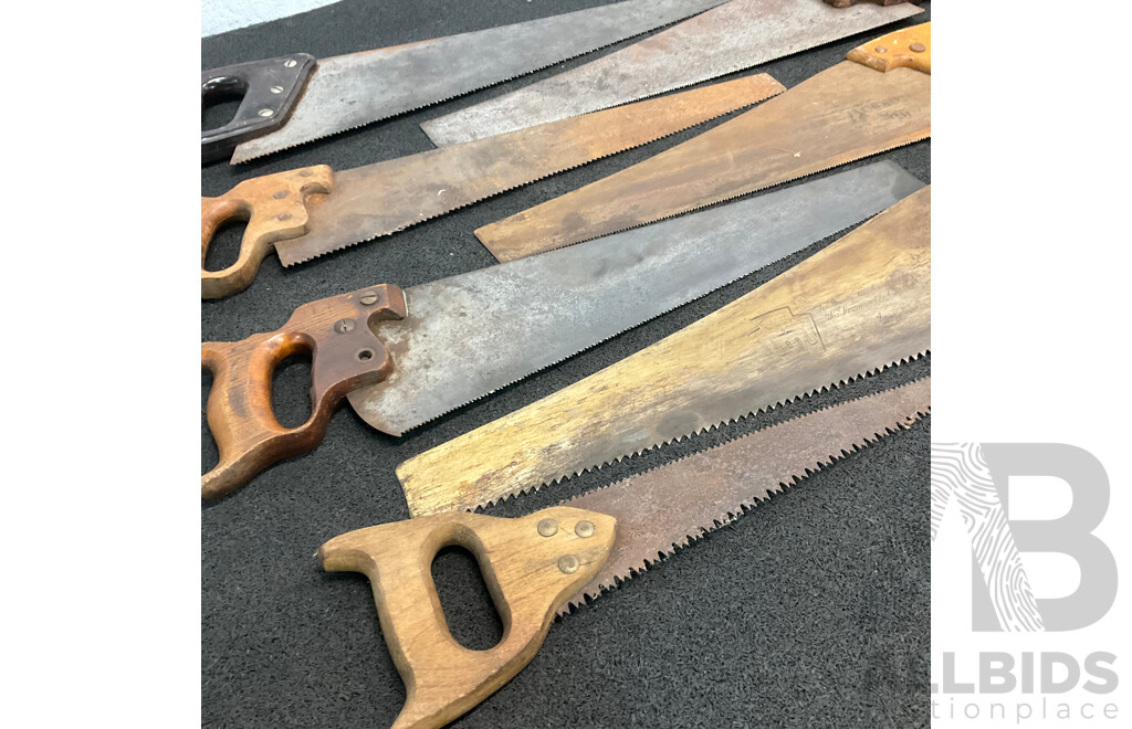 Six Vintage Hand Saws, Including Henry Disston & Son, Spear & Jackson, W. Marples & Sons and Others