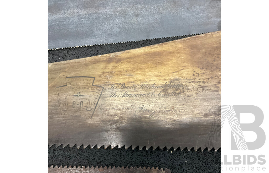 Six Vintage Hand Saws, Including Henry Disston & Son, Spear & Jackson, W. Marples & Sons and Others