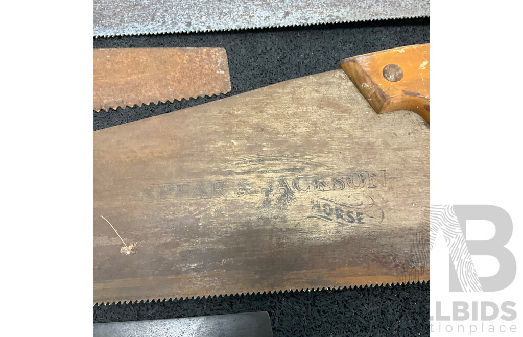 Six Vintage Hand Saws, Including Henry Disston & Son, Spear & Jackson, W. Marples & Sons and Others