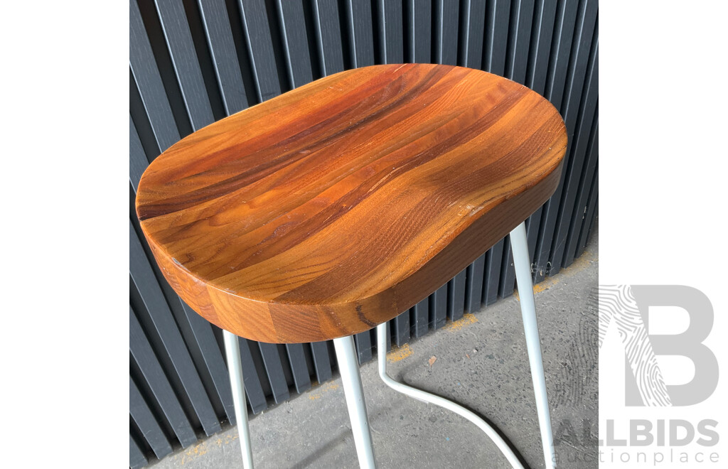 Set of 6 Elm Wood Barstools